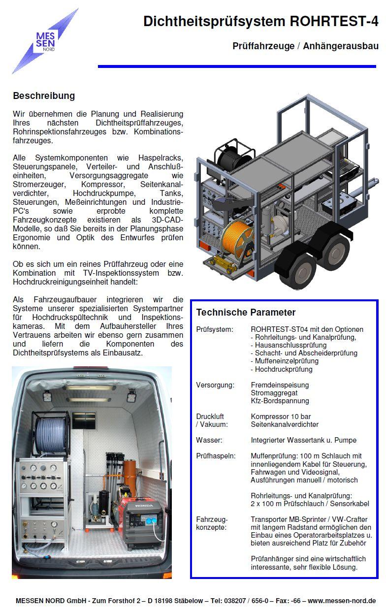 ROHRTEST-Dichtheitsprüfanhänger Dichtheitsprüffahrzeugausbauten