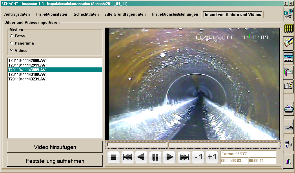Rohrleitungs-Inspektionssoftware gem. DIN EN 13508-2