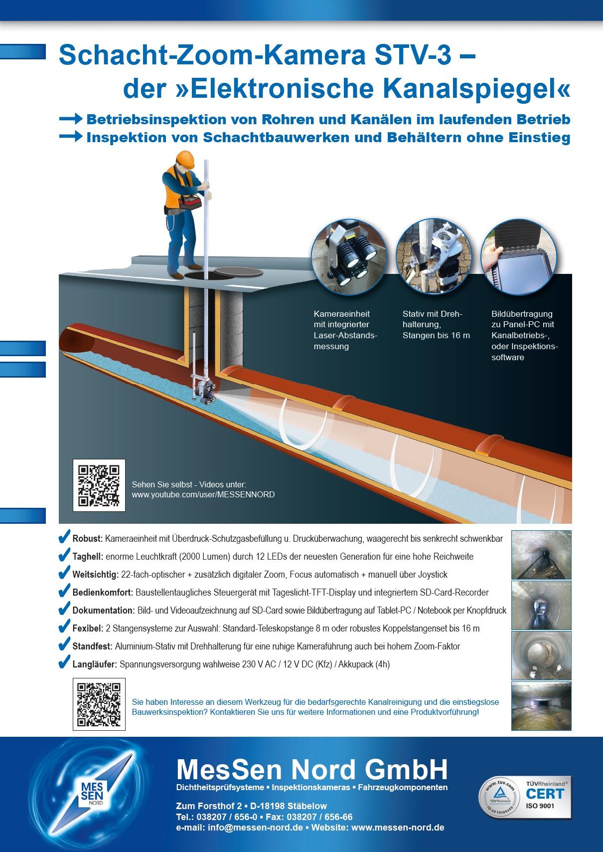 Anwendungsflyer Schacht-Zoom-Kamera Elektronischer Kanalspiegel STV-3