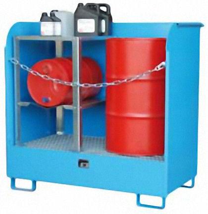 Gefahrstoff-Depot mit Spritzschutzwände